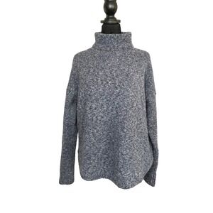 French Connection‎ Long Sleeve Turtleneck Wool Blend Blue Gray Sweater Medium